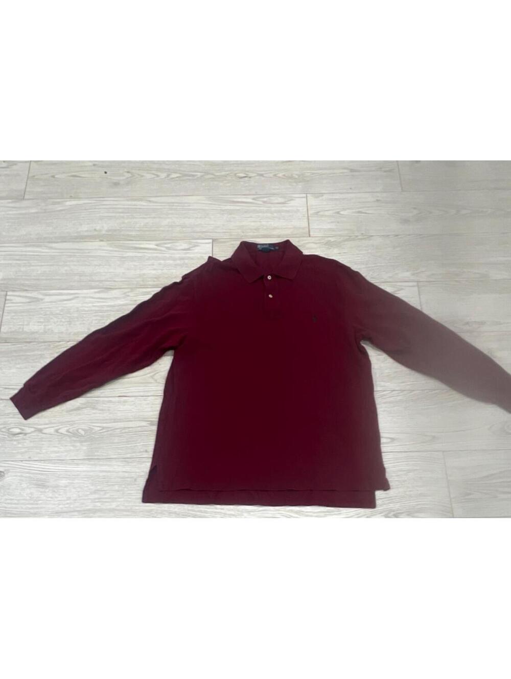 BIG TALL Polo Ralph Lauren Men's Maroon Red Cotton Long Sleeve Polo XLT $89